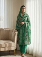 Hand-Made Embroided Shiffon Unstiched 3Pcs - Image 3