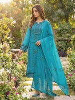 Hand Made Embroided Shiffon Unstiched 3Pcs - Image 3